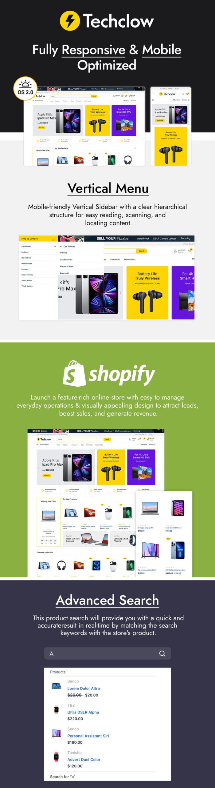 Techclow Electronics Store Shopify Theme - Features Image 1