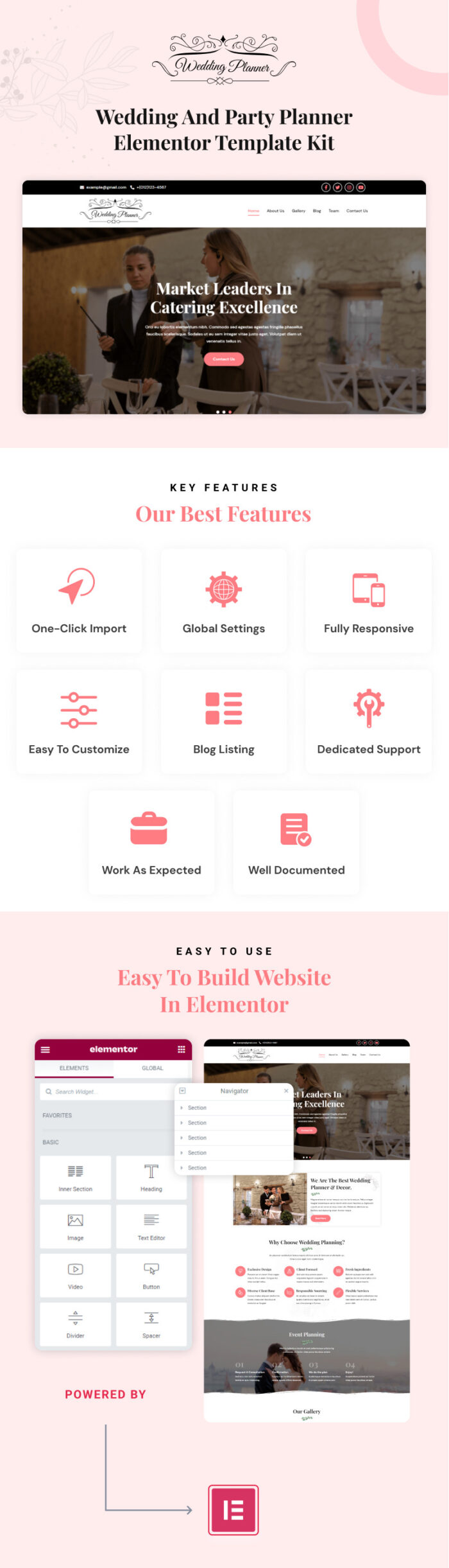 Wedding Planner - Wedding and Party Planner Elementor Template Kit - Features Image 1