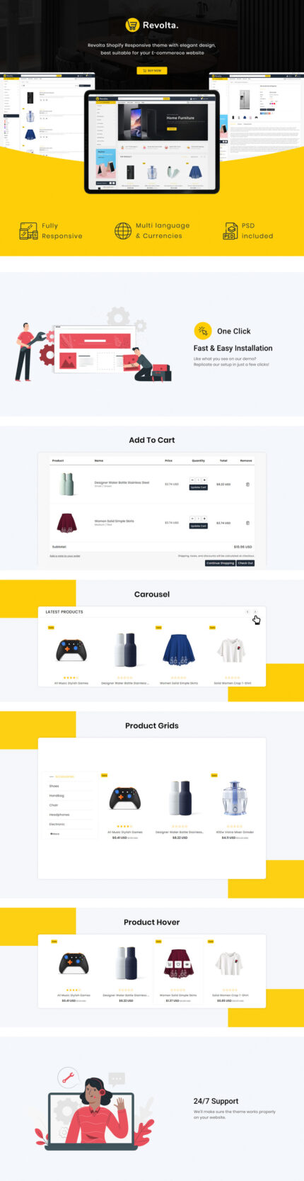 Revolta - Minimal Modern Multistore Shopify Theme - Features Image 1