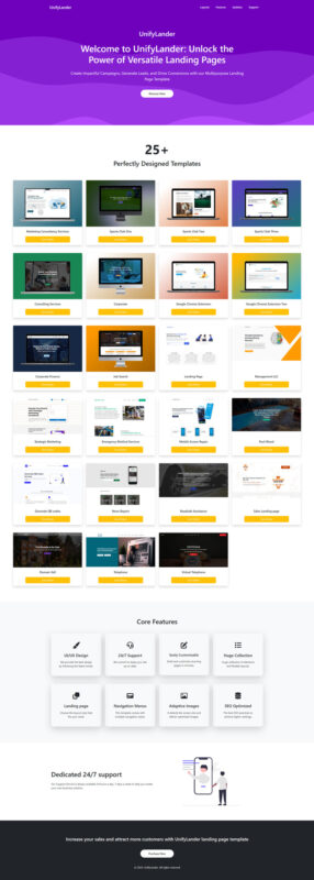 UnifyLander | All-in-one Multipurpose Landing Page Template - Features Image 1