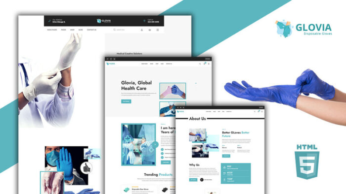 Glovia Gloves and Medical Accessories HTML5 Template - Features Image 1