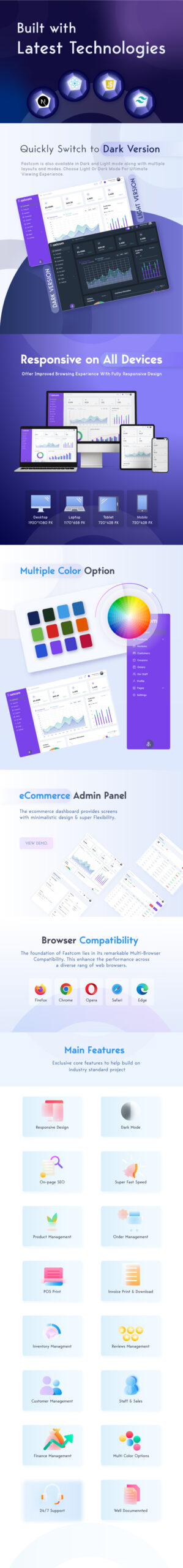 Fastcom - React Next.js e-commerce admin dashboard - Features Image 1