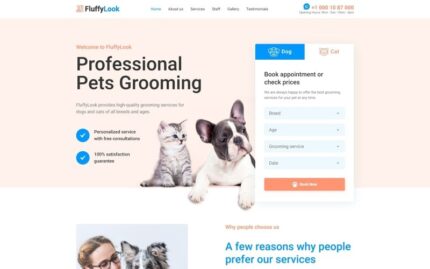 FluffyLook - Pet Grooming Clean Landing Page Template