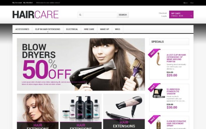 Hairdresser's Stuff Magento Theme