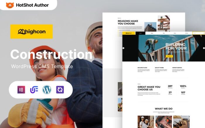 Highcon - Construction Company And Industry Company WordPress Elementor Theme