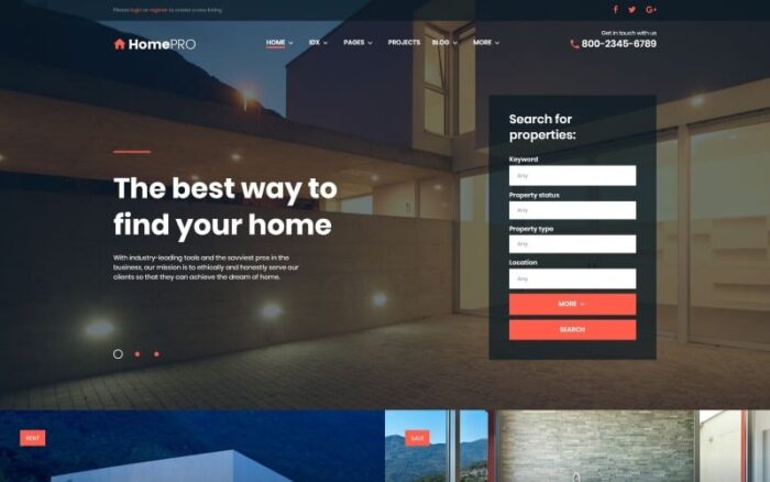 HomePro Real Estate Portal WordPress Theme