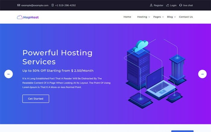 HopHost - Domain Hosting Business Website Template