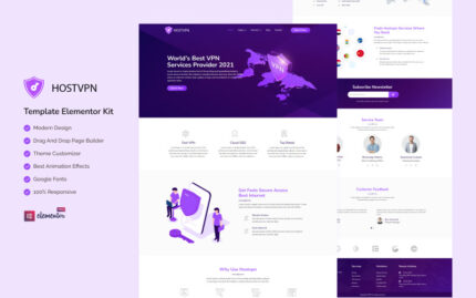 HOSTVPN - Hosting Company  Ready to Use Elementor Kit