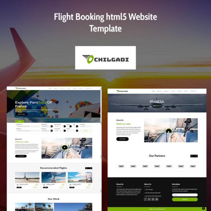 Flight Booking html5 Website Template - Features Image 1