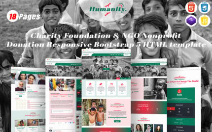 Humanity - Charity Foundation & NGO Nonprofit Donation Responsive Bootstrap 5 HTML template