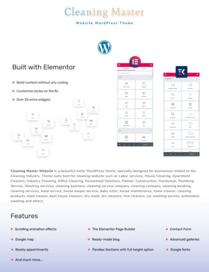 Cleaning Master - Website With Blog Elementor Wordpress Theme - Features Image 1