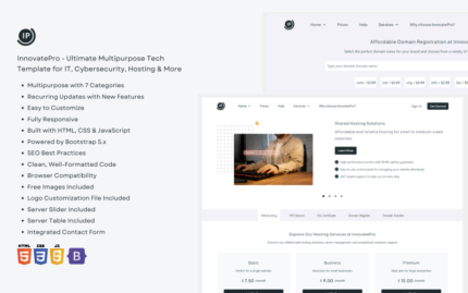 InnovatePro - Ultimate Multipurpose Tech Template for IT, Cybersecurity, Hosting & More