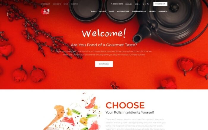 Japanese Restaurant - Bright Sushi Food Restaurant OpenCart Template