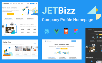 JetBizz - React Vue HTML and Figma Marketing Landing Page Template