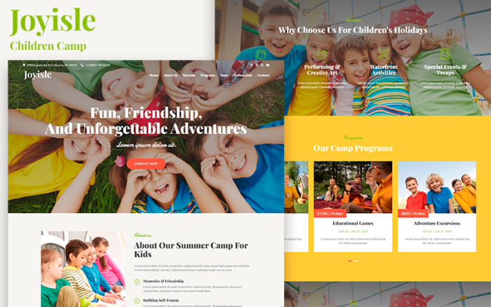 Joyisle - Children Camp HTML5 Landing Page