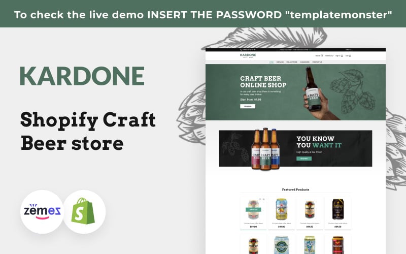 Kardone Craft Beer, Brewery Shopify Theme