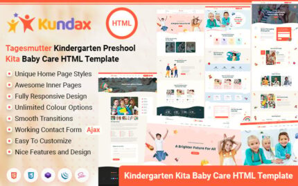 Kundax - Kindergarten Children Baby Care Education Center HTML Template