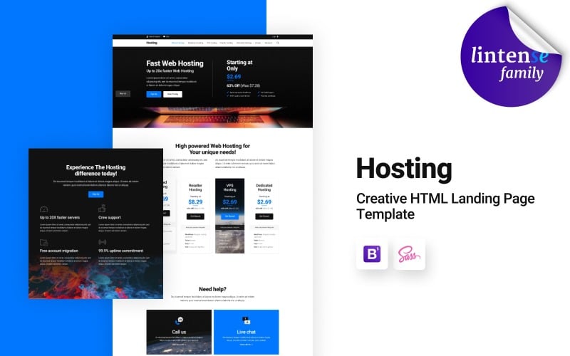 Lintense Hosting - Creative HTML Landing Page Template