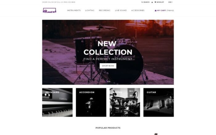 Loud M - Music Instruments Store Shopify Theme