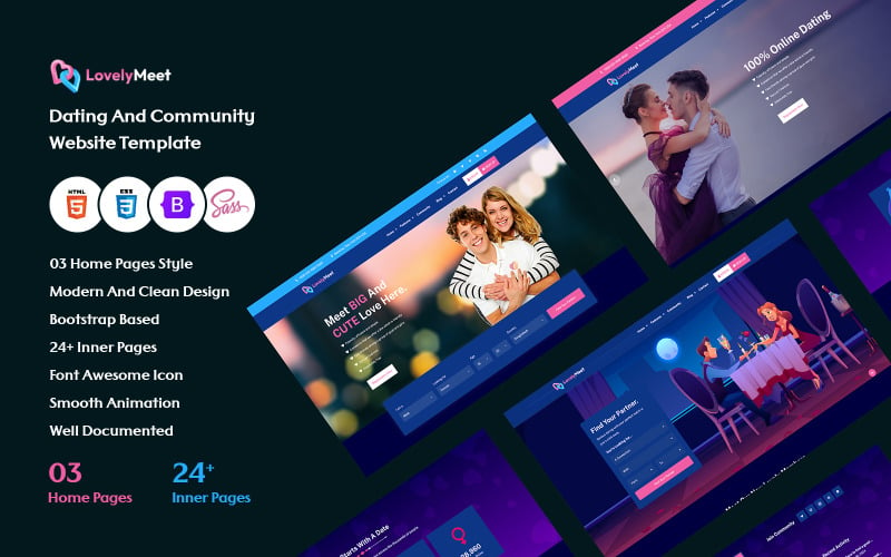 LovelyMeet - Dating & Community HTML Template.