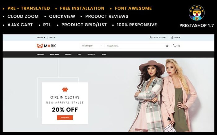 Mark Fashion and Shoes Store PrestaShop Theme