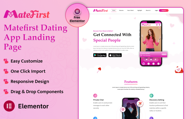 Matefirst Dating App Landing Page