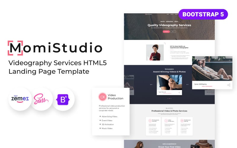 MomiStudio - Videography Services HTML5 Landing Page Template