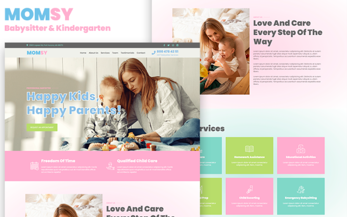 Momsy - Babysitter & Kindergarten HTML5 Landing Page