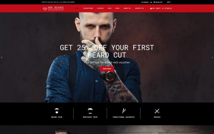 Mr Beard - Brutal Barbershop Shopify Theme