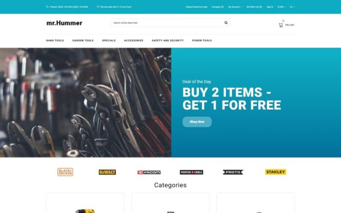 Mr.Hummer - Tools & Equipment Clean Multipage OpenCart Template