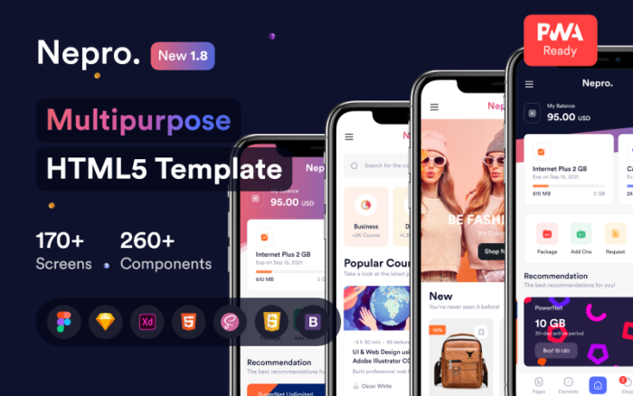 Nepro – The Multipurpose Mobile HTML5 Template