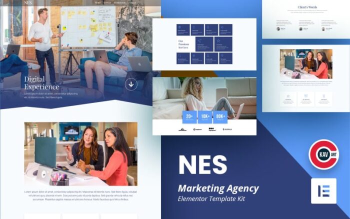 Nes - Marketing Agency Elementor Kit Template