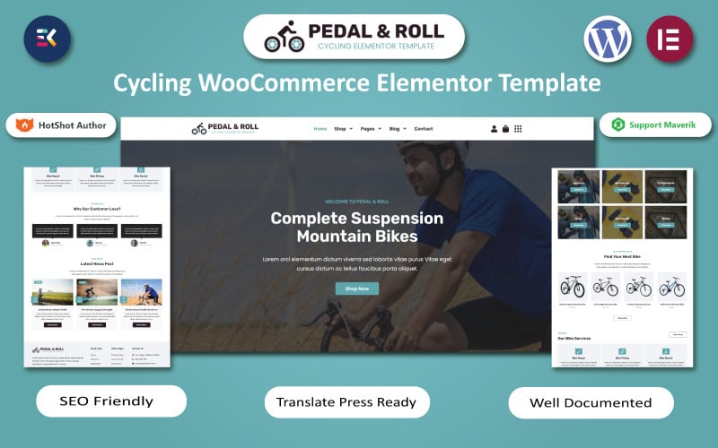 Pedal & Roll - Cycling WooCommerce Elementor Template