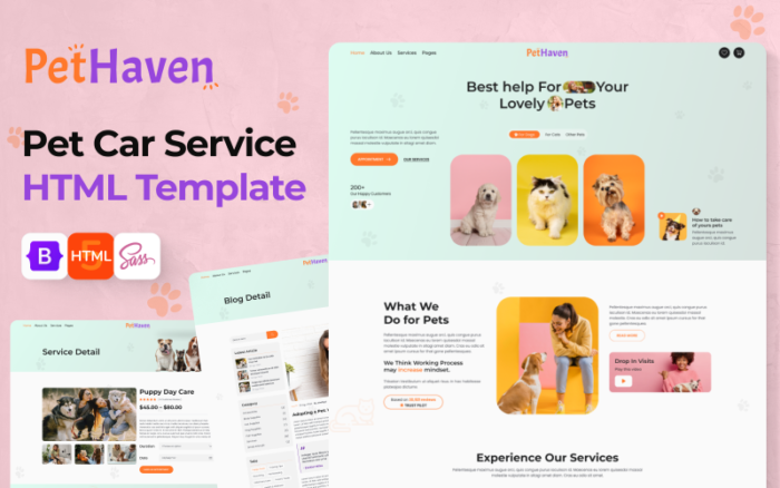 Pet Haven – Pet Care Services,  Pet Shop HTML 5 Website Template