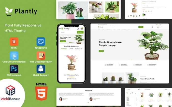 Plantly - Plants And Nursery HTML5 eCommerce Website template