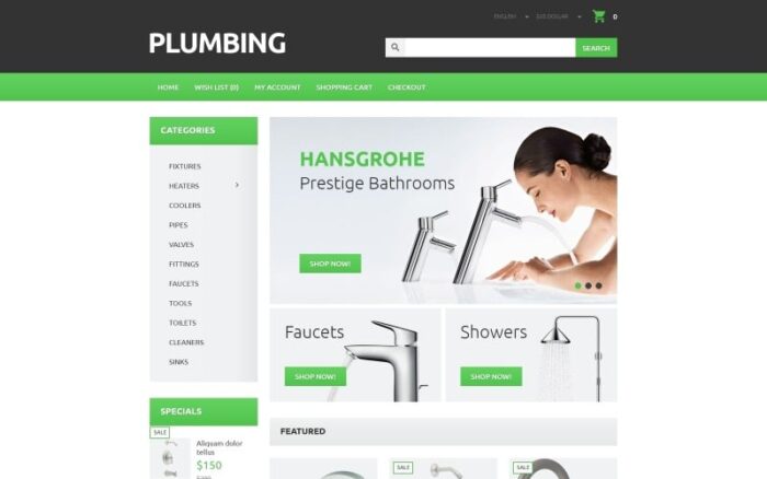 Plumber's Tool Case OpenCart Template