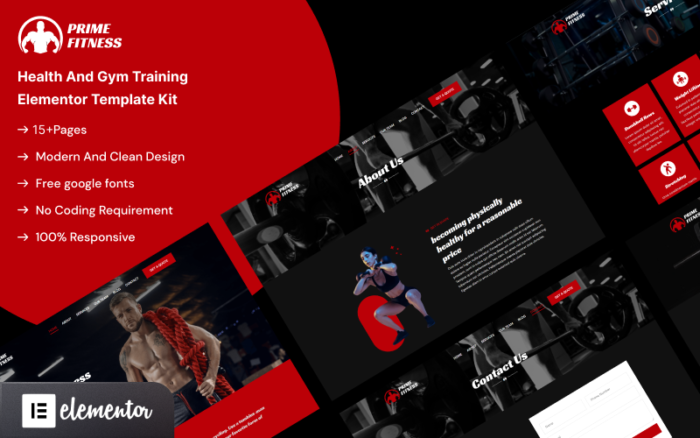 Prime Fitness - Health and Gym Training Elementor Template Kit