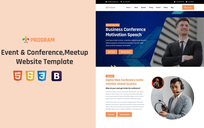 Program - Event & Conference, Meetup Planning Landing Page Template