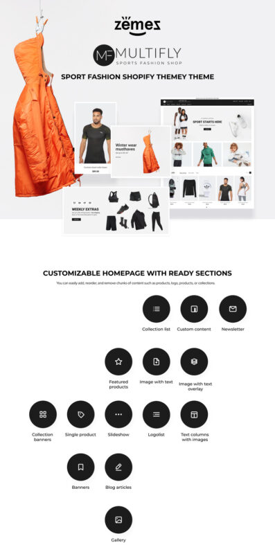 Multilfy Sports Fashion Store Shopify Theme - Features Image 1