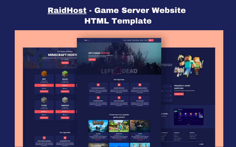 RaidHost - Game Hosting Server Website Template