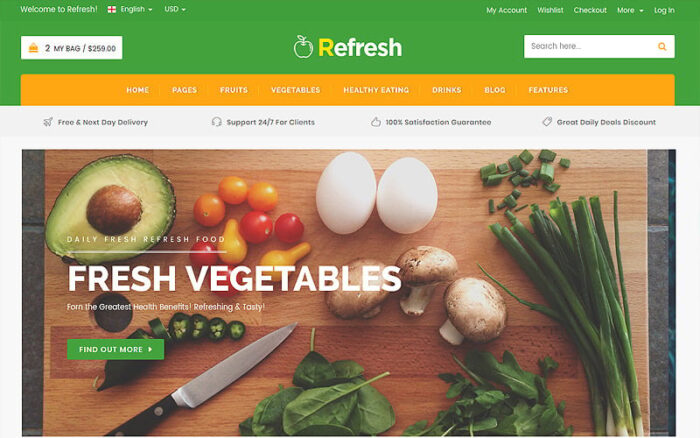 Refresh - Food & Restaurant Website Template