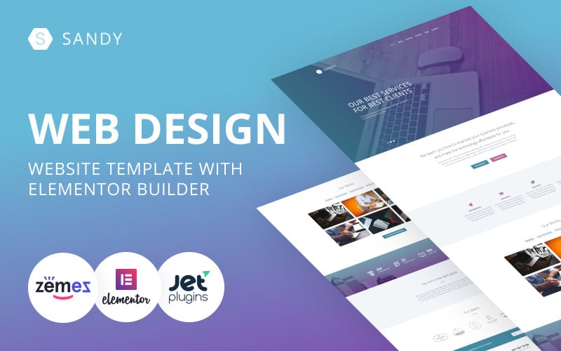 Sandy - Web Design Website Template with Elementor Builder WordPress Theme