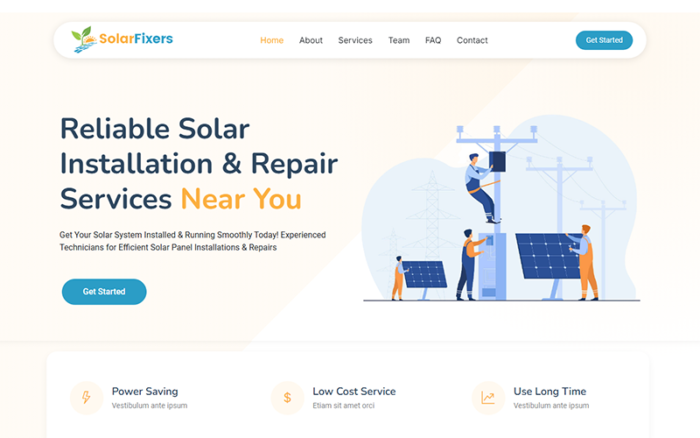 SolarFixers - Solar Panel Installation & Repair Service Website Template