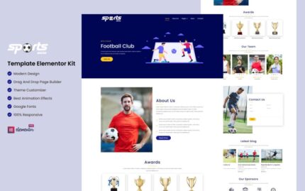 Sports Mania - Sports Club Clean & Modern Elementor Kit Templates