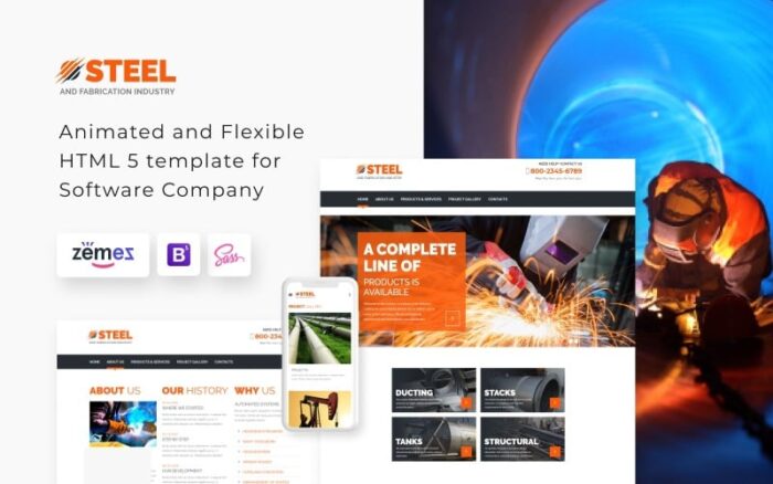 Steel - Metal Fabrication Industry Bootstrap 5 Website Template