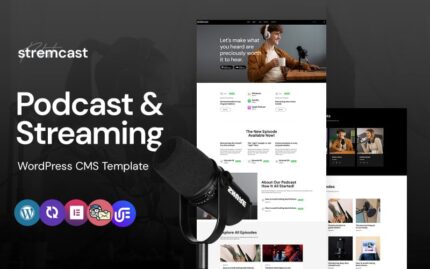 Stremcast -  Podcast, FM Radio And Streaming Multipurpose WordPress Elementor Theme