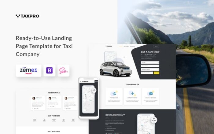 TaxPro - Taxi Service Landing Page Template