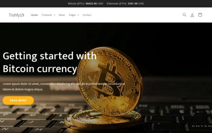 Tishfy19 - Cryptocurrency Shopify 2.0 Theme