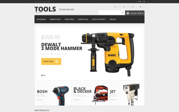 Tools & Equipment Responsive Magento Theme