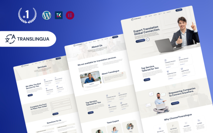 Translingua Translation Services WordPress Elementor Template